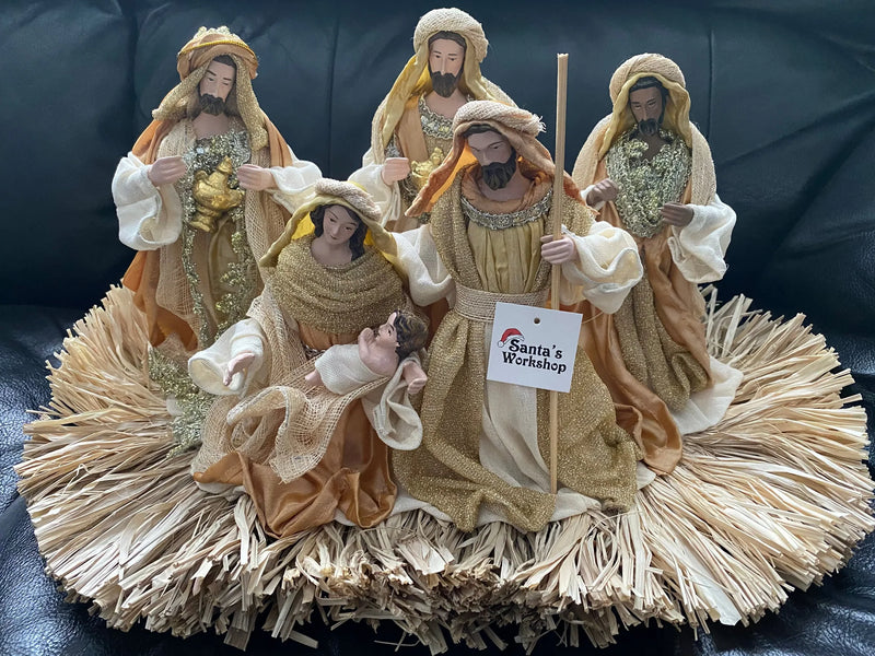 20.5" (Approx.) Gold Nativity Set with Manger – 53 cm Wide