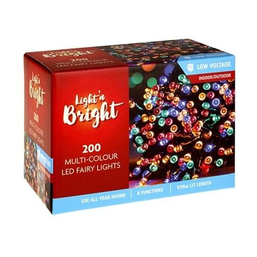 200 LED Fairy Lights Multicolour 9.95M Lit Length
