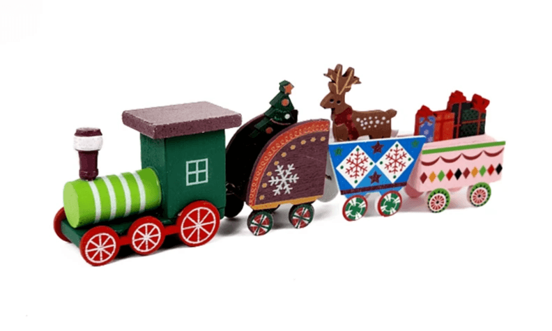 Red Wheel Wooden Christmas Train
