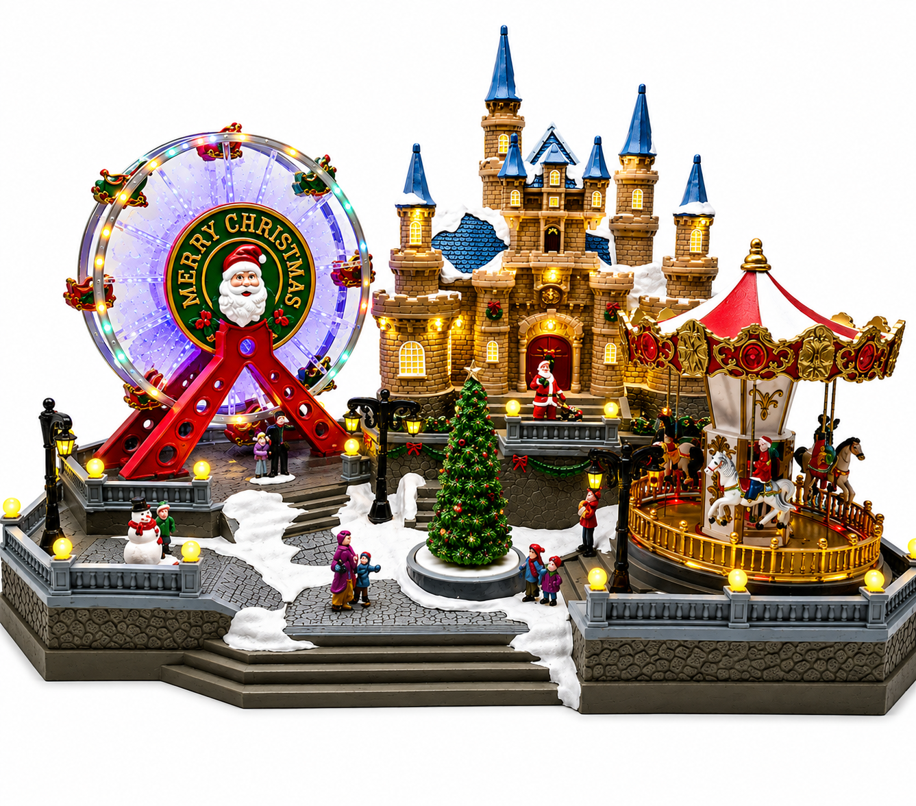 LED Christmas Castle Fairground Musical Village