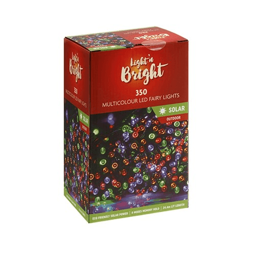 350 Multicolour Solar Fairy Lights – 24.4M Lit Length