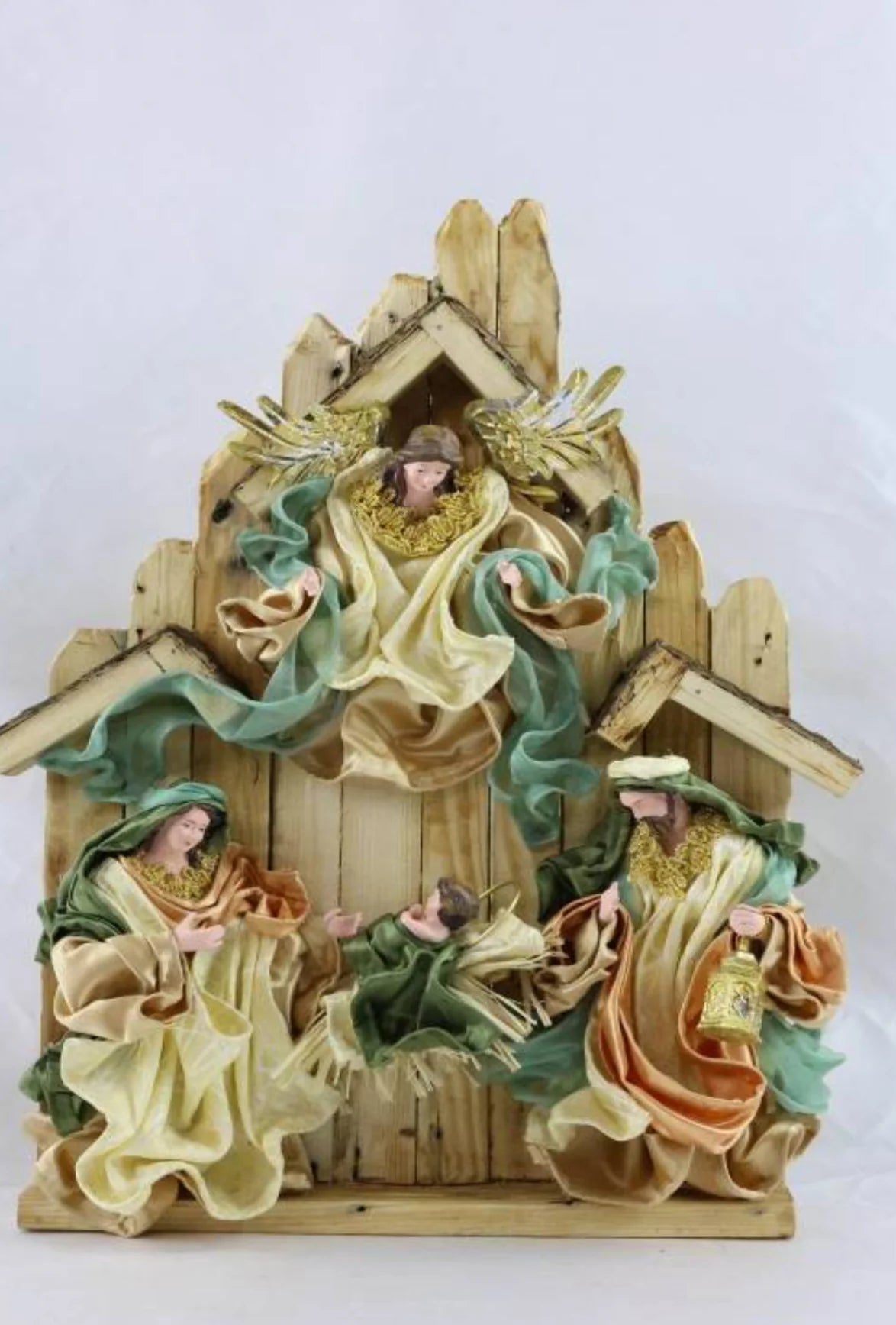 Holy Family with Angel Figurine – Handcrafted 17.5” Design