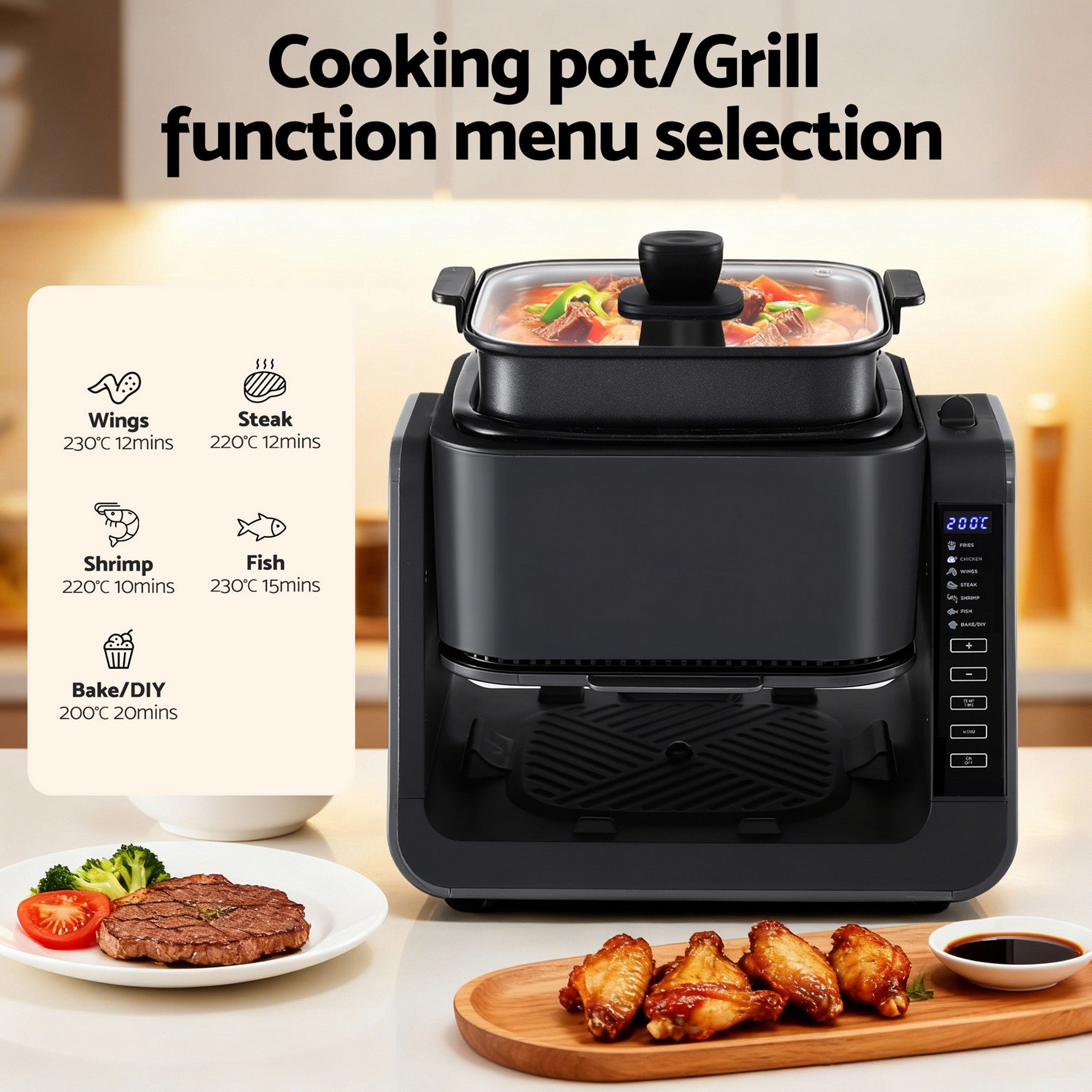Devanti 2-in-1 Air Fryer 5.5L with BBQ Grill