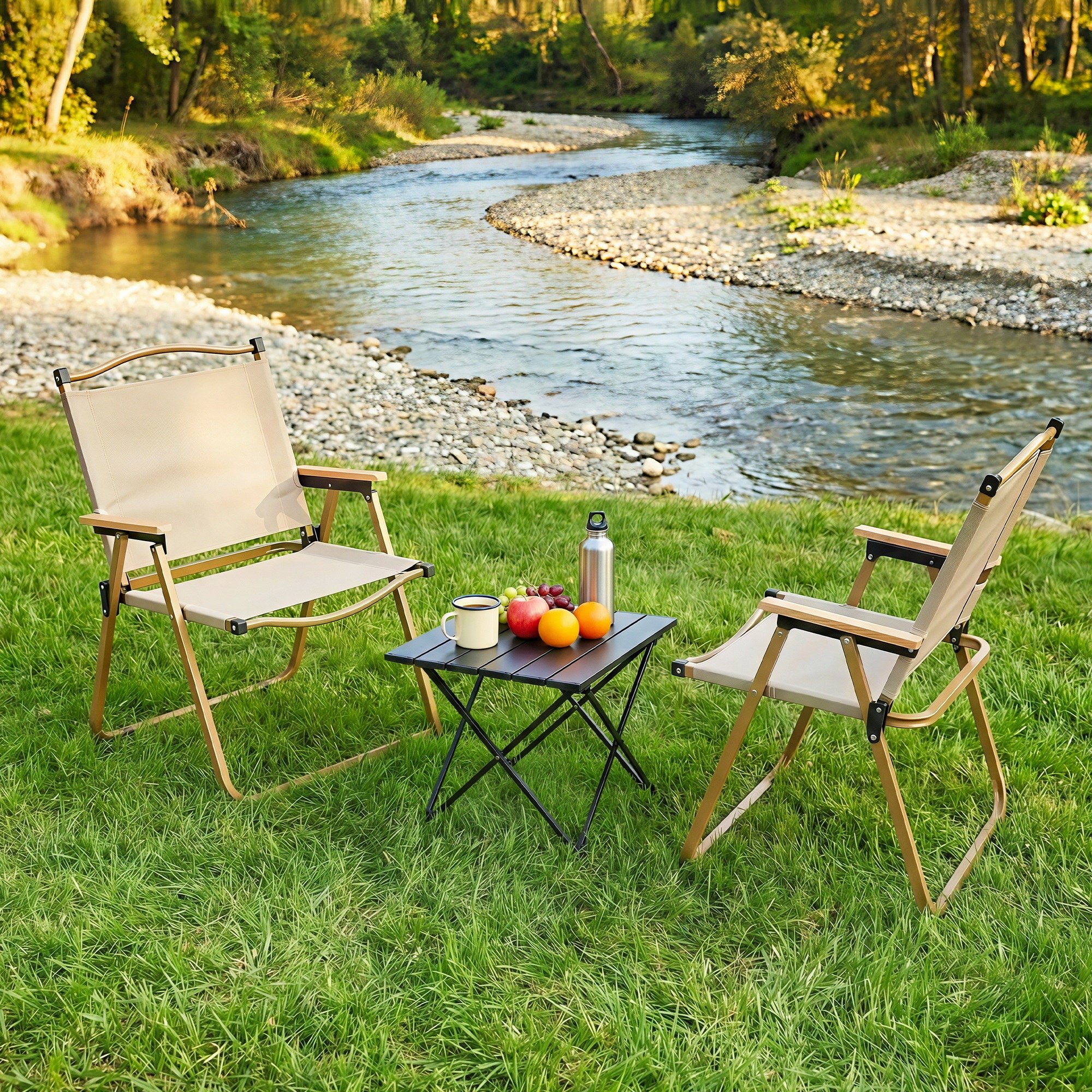 Weisshorn 3pc Folding Camping Table & Chairs Set