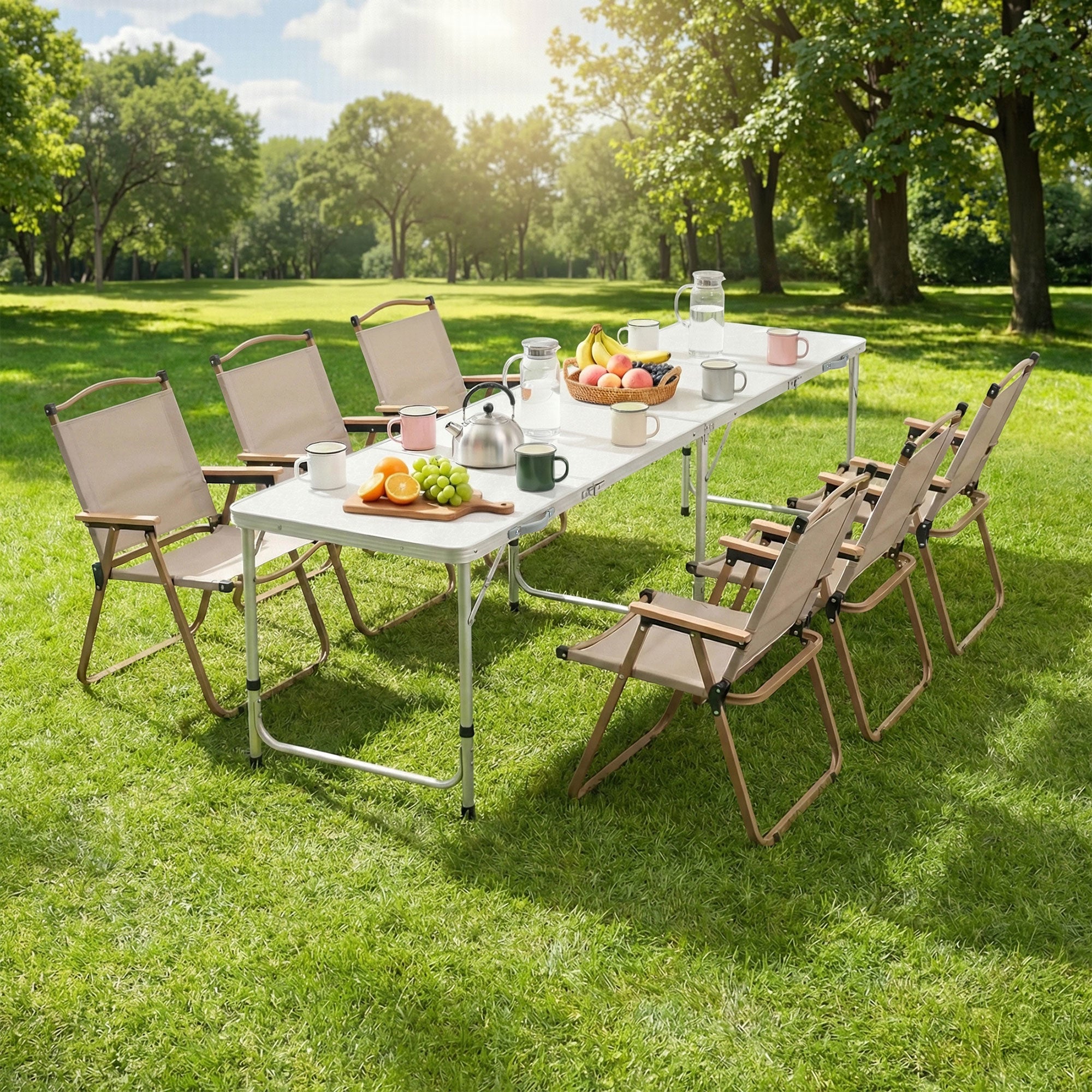 Weisshorn 7pc Folding Camping Table & Chairs Set β Aluminium