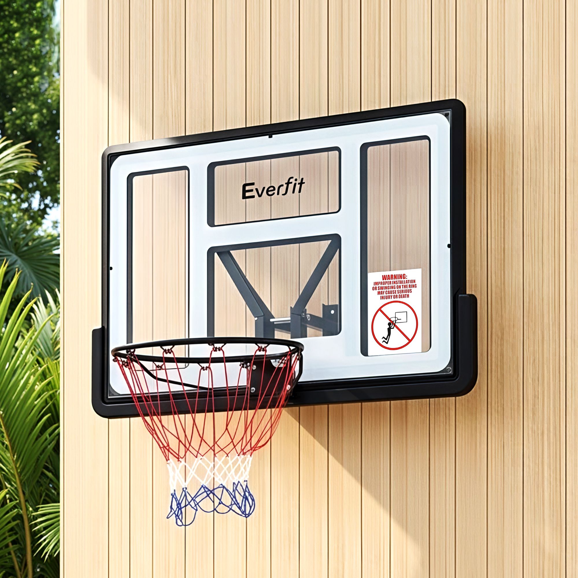 Everfit 43" Wall Mount Basketball Hoop & Backboard Black/White