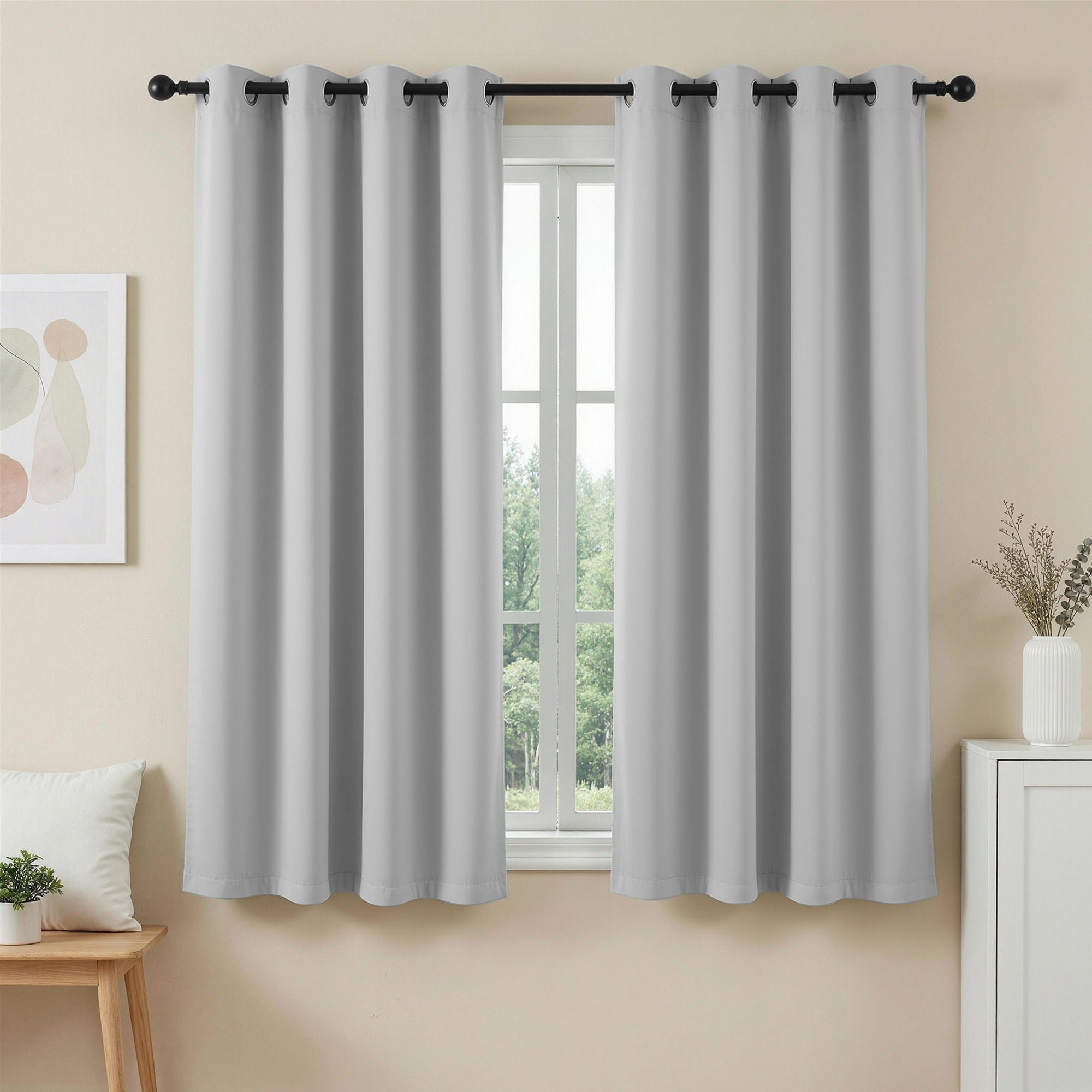 Artiss Blockout Curtains 2 Pack 132x160cm – Thermal Insulated Eyelet Drapes Grey