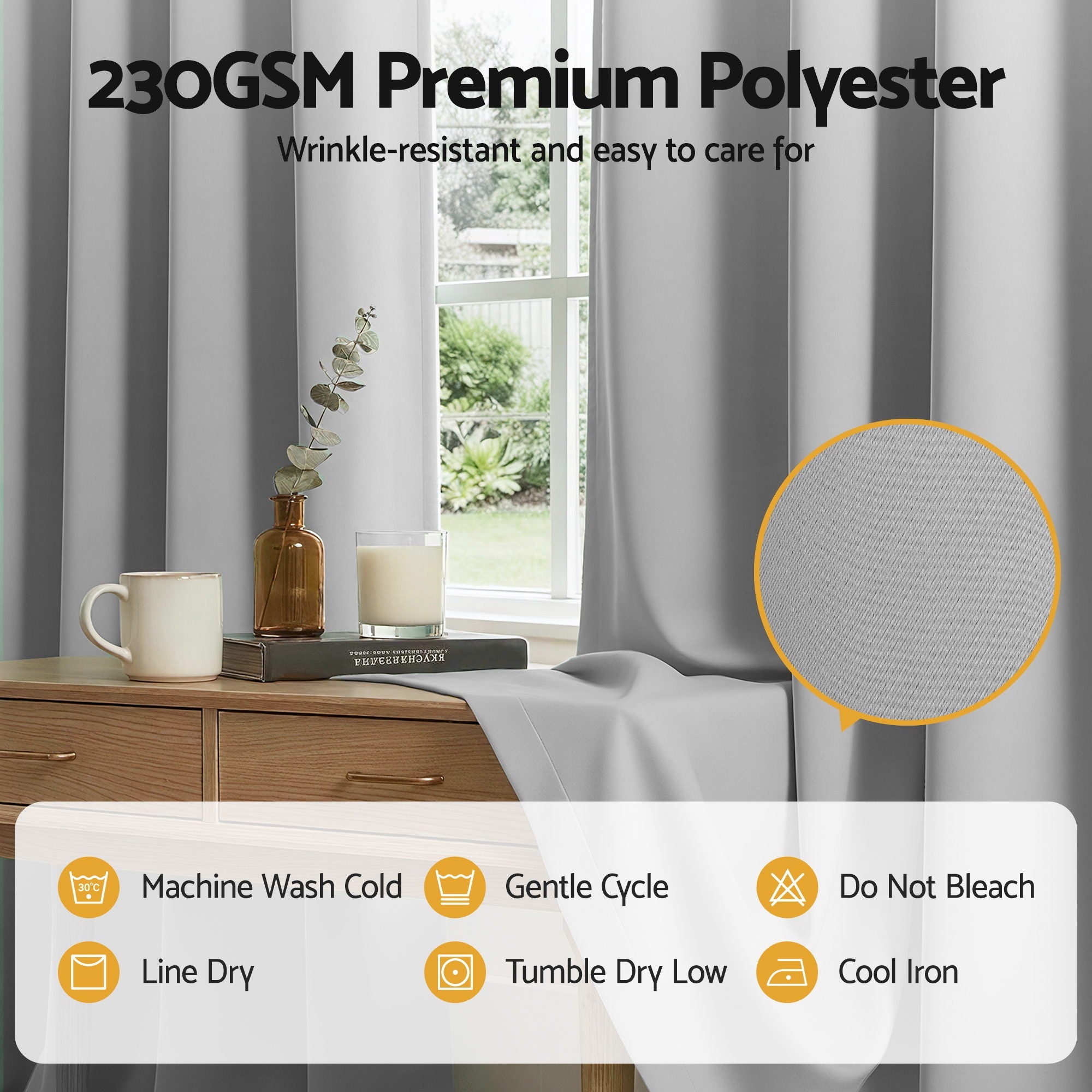 Artiss Blockout Curtains 2 Pack 132x160cm – Thermal Insulated Eyelet Drapes Grey