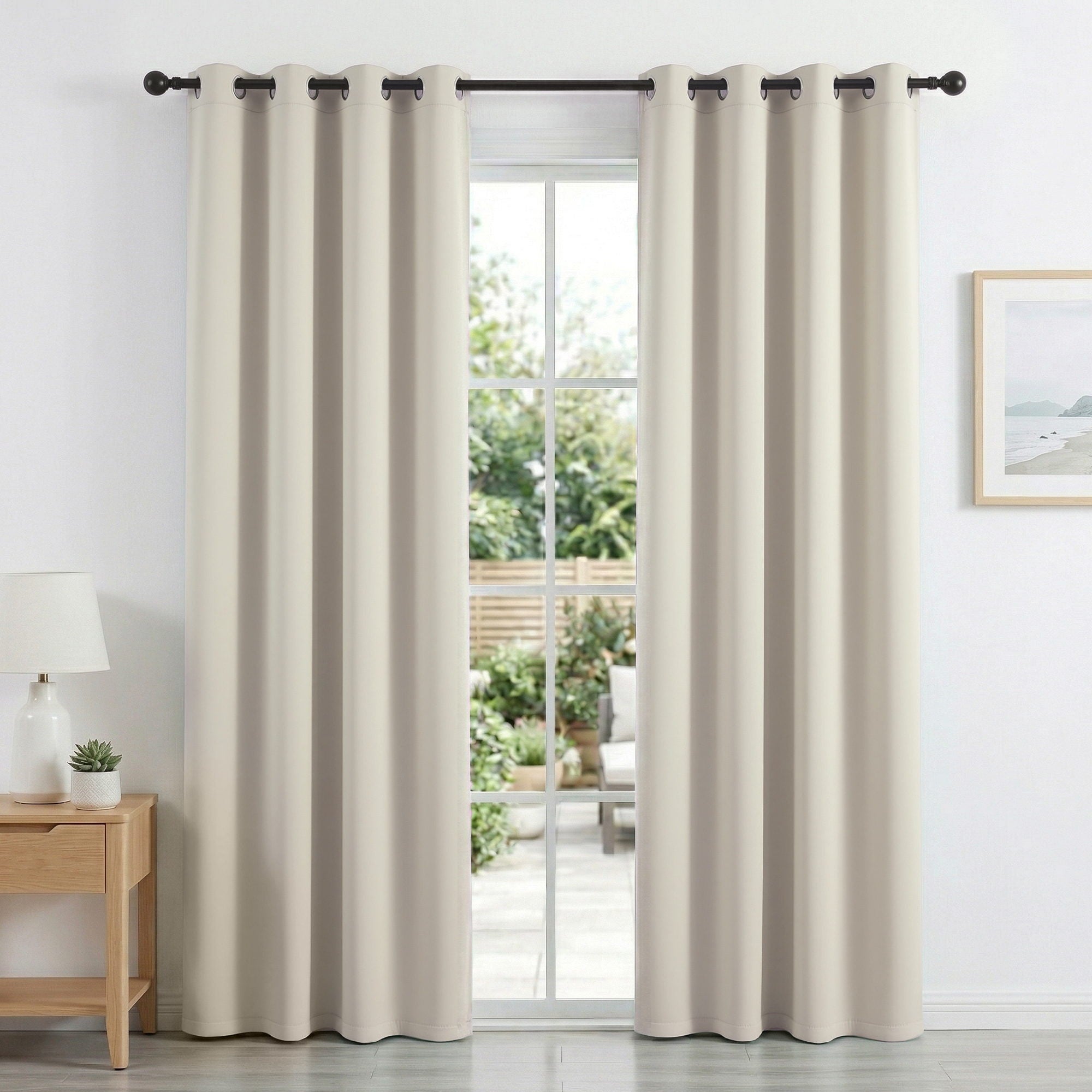 Artiss Blockout Curtains 2 Pack 132x213cm – Thermal Insulated Eyelet Drapes Beige