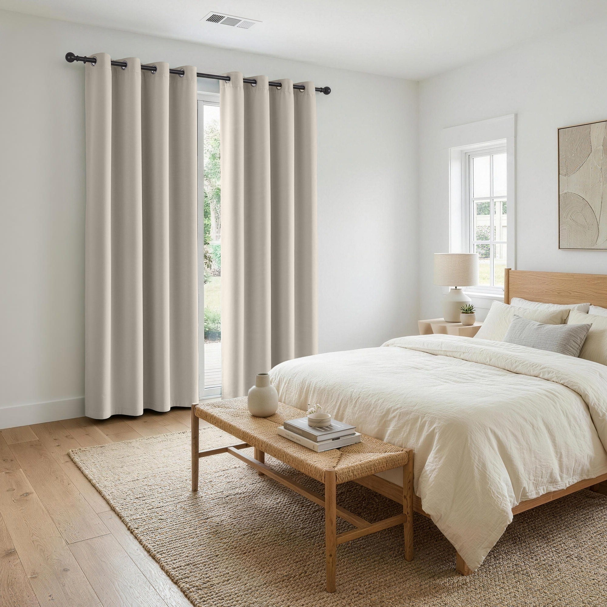 Artiss Blockout Curtains 2 Pack 132x213cm – Thermal Insulated Eyelet Drapes Beige