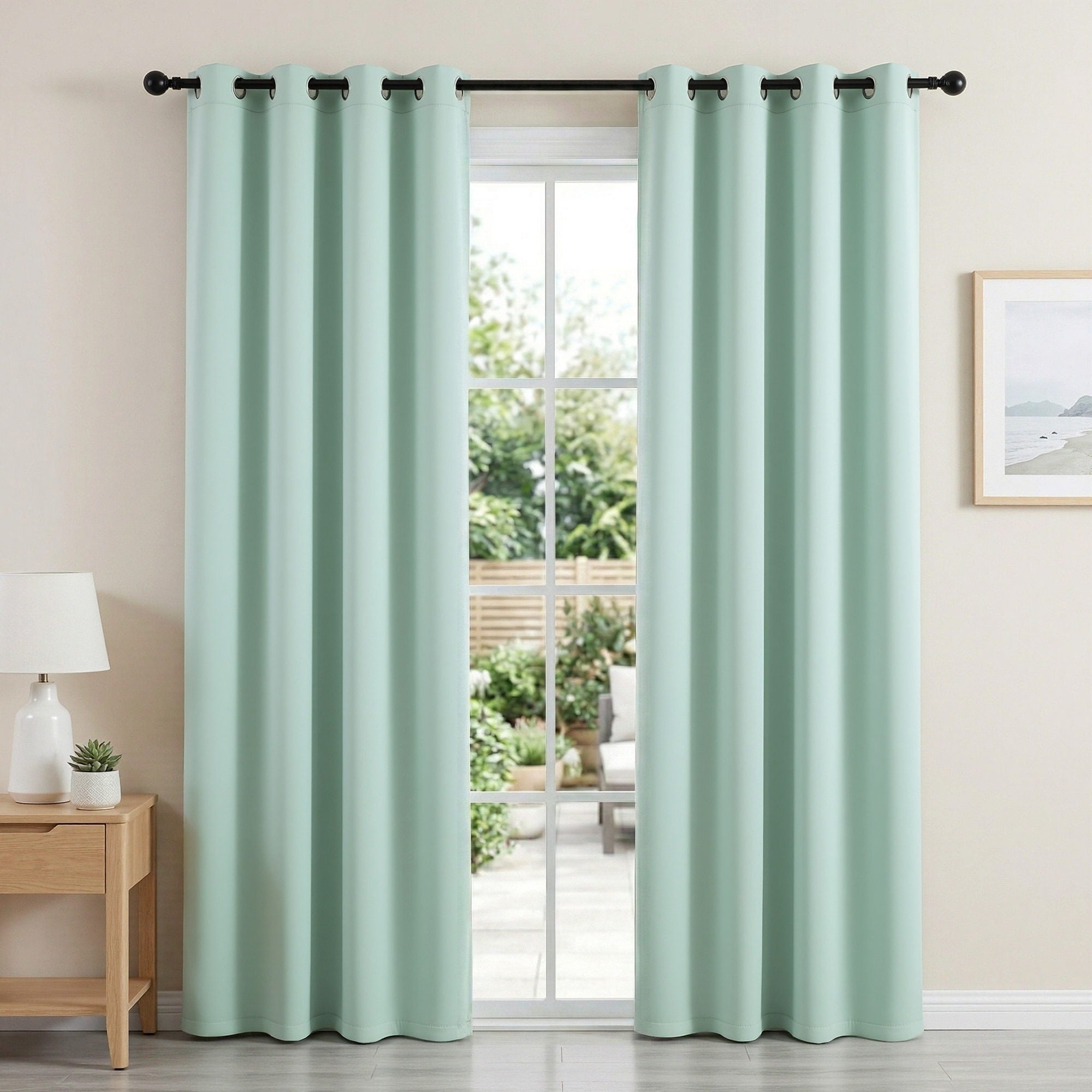 Artiss Blockout Curtains 2 Pack 132x213cm – Thermal Insulated Eyelet Drapes Green