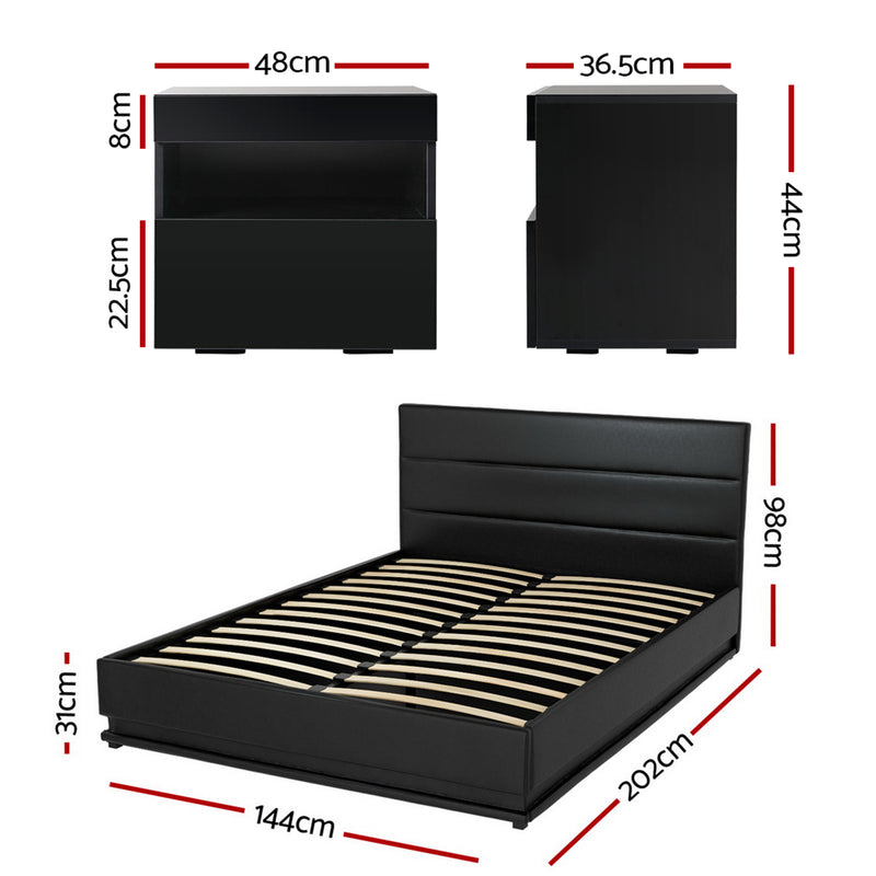 Double Bed Frame & Bedside Set