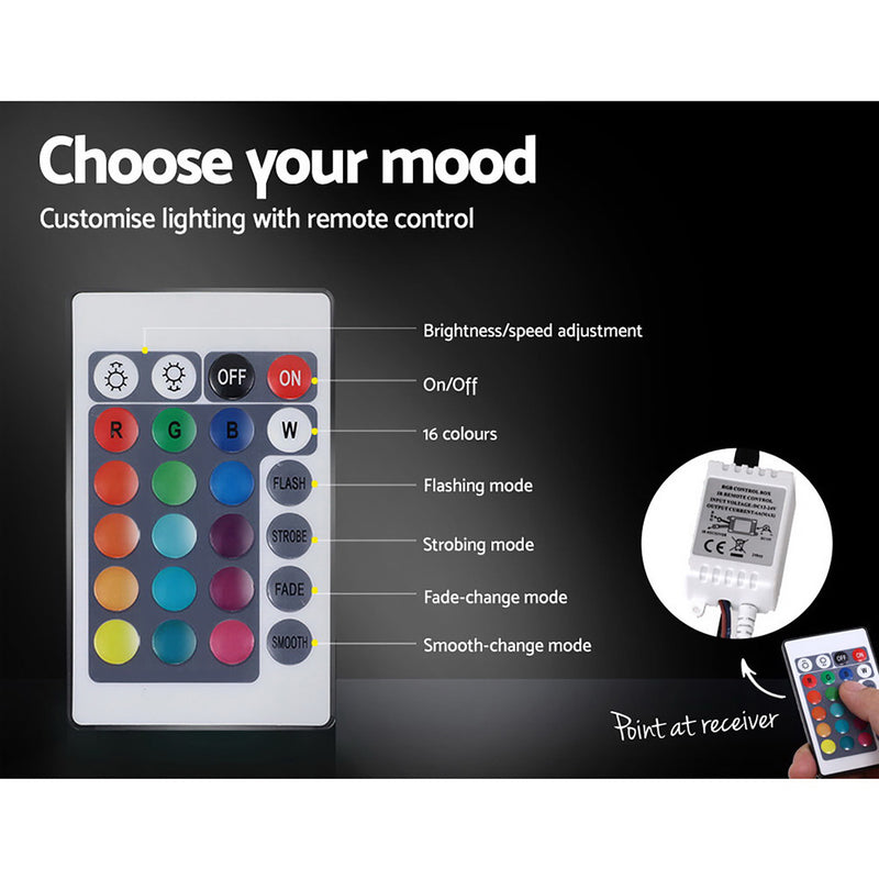 COLE Queen Size LED Gas Lift Bed Frame – Grey