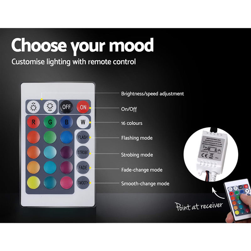 COLE Queen Size LED Gas Lift Bed Frame – White