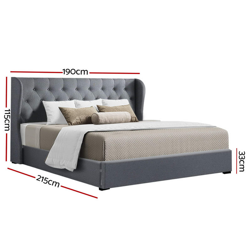 ISSA King Size Gas Lift Bed Frame – Grey