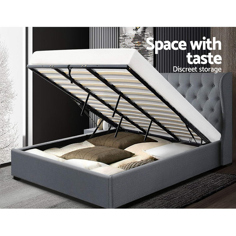 ISSA King Size Gas Lift Bed Frame – Grey