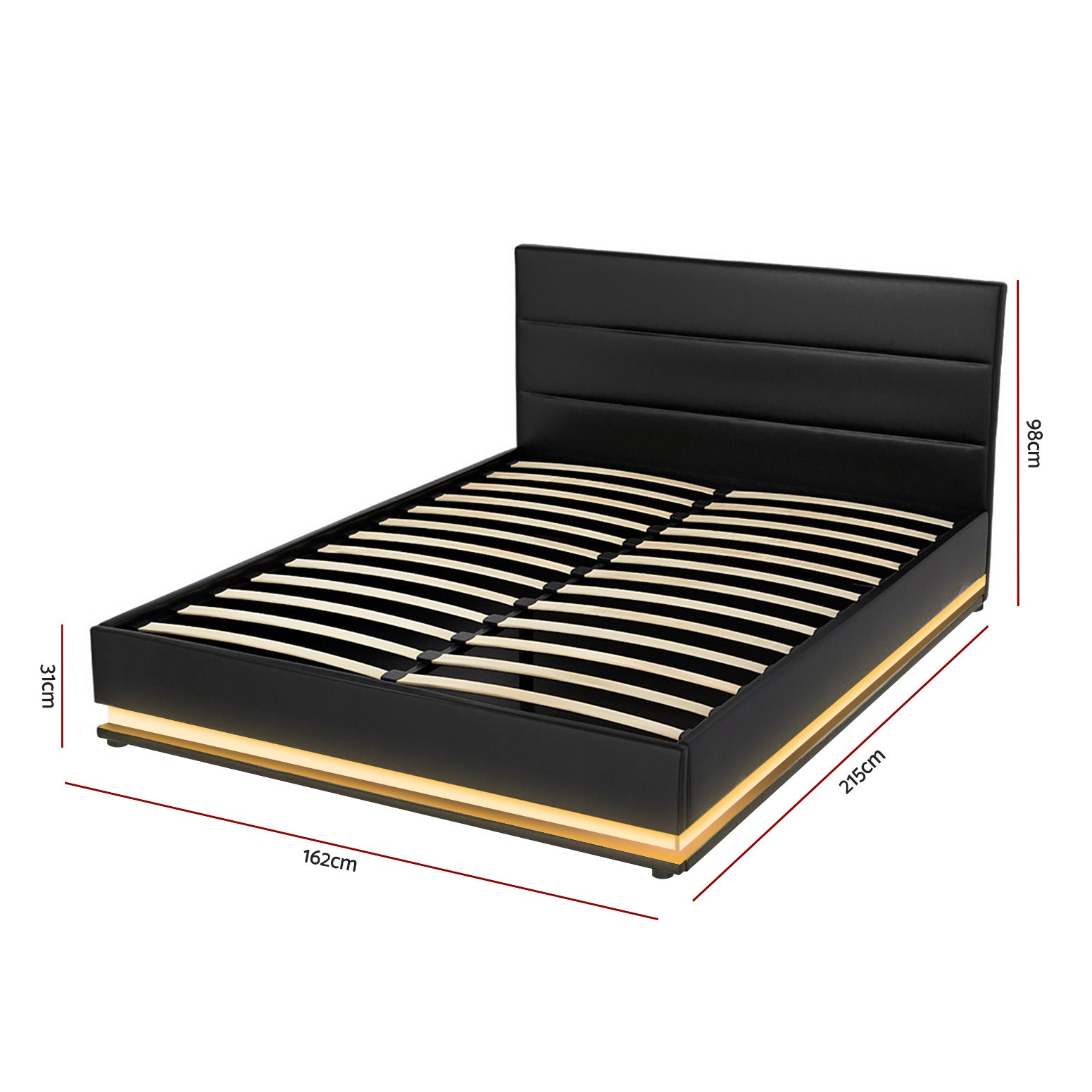 LUMI Queen Size Gas Lift Bed Frame β Black