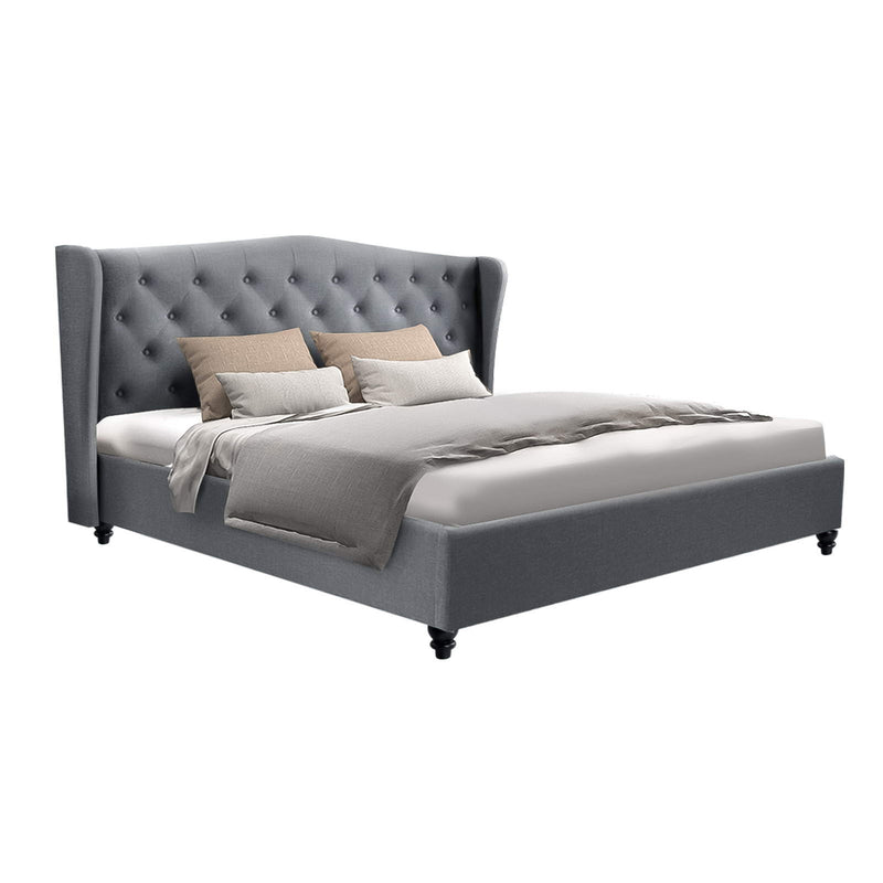 PIER King Size Grey Upholstered Bed Frame