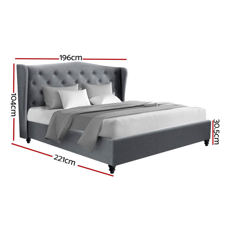 PIER King Size Grey Upholstered Bed Frame