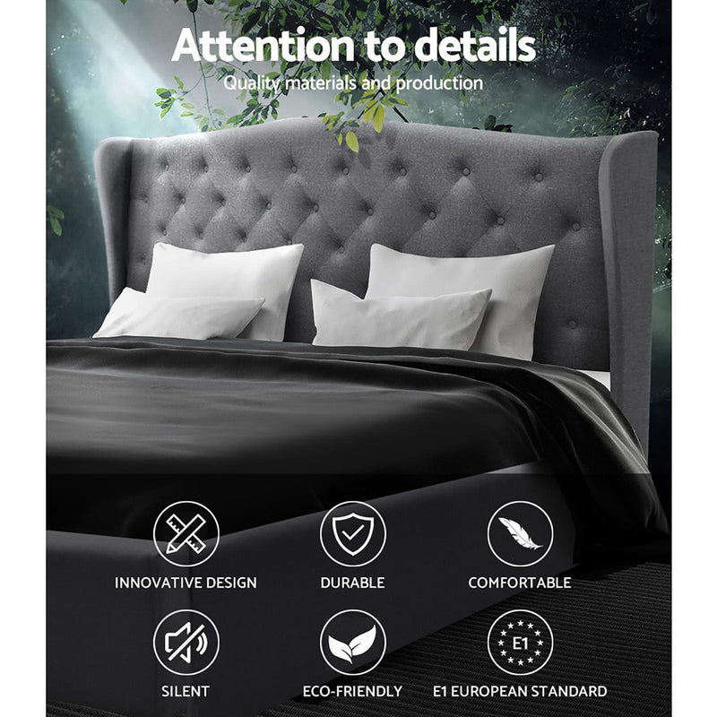 PIER King Size Grey Upholstered Bed Frame