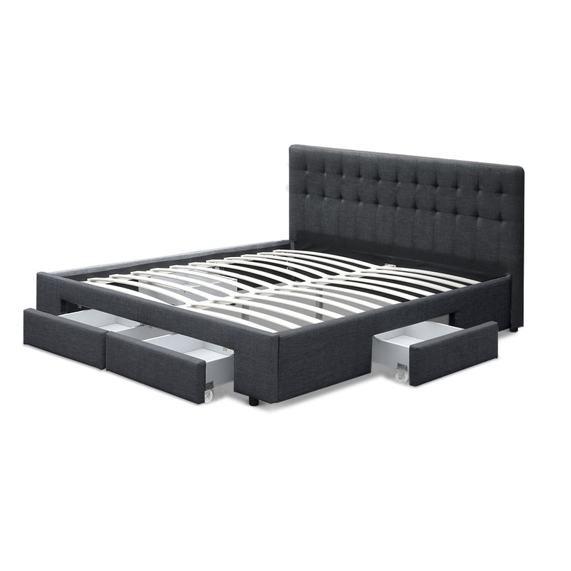 AVIO King Size Bed Frame with 4 Drawers – Charcoal