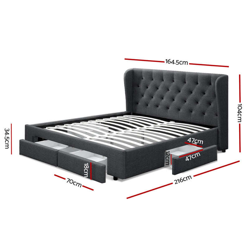 MILA Queen Bed Frame with Storage Drawers