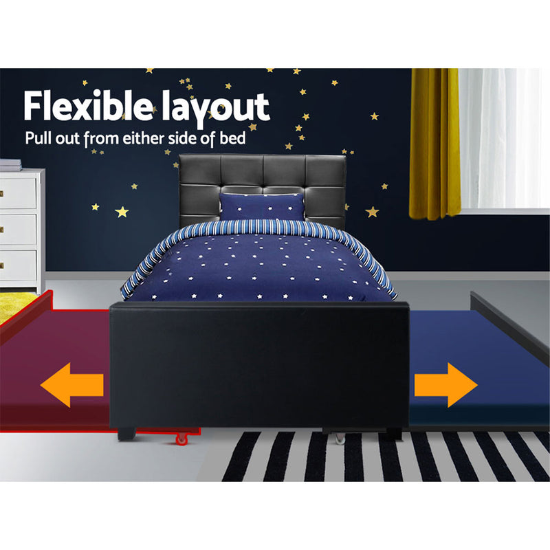 King Single Trundle Daybed – Black