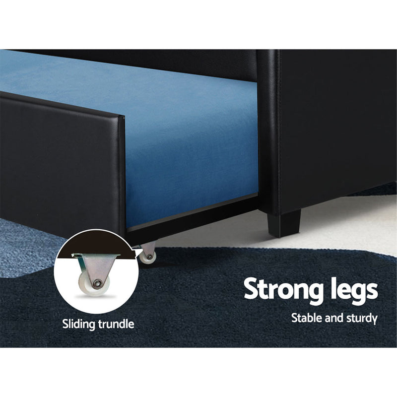 King Single Trundle Daybed – Black