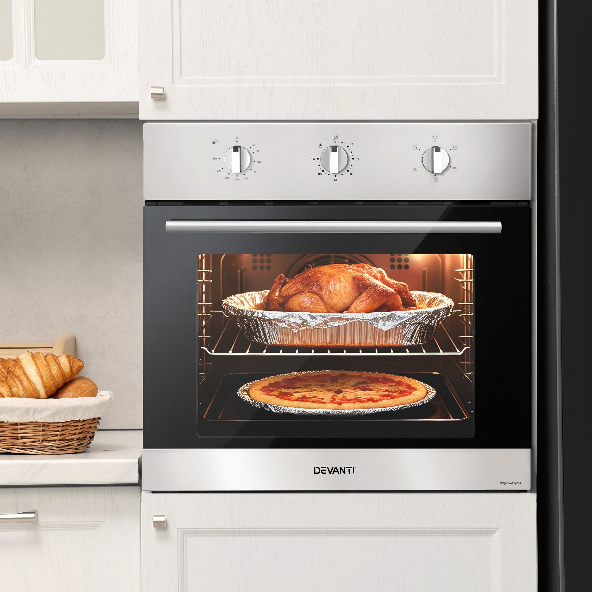 Devanti 60cm Built-In Electric Oven 70L β Stainless Steel