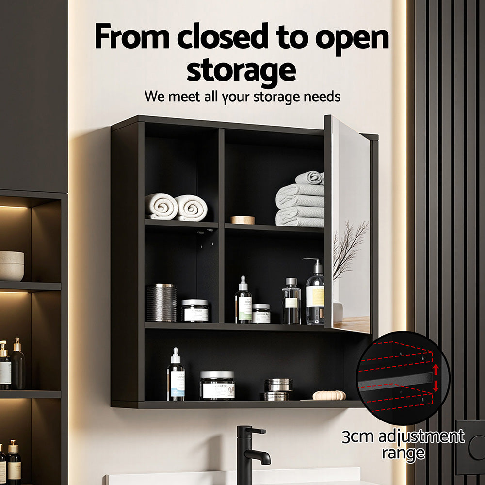 Cefito 560mm Wall-Mounted Bathroom Mirror Cabinet β Black