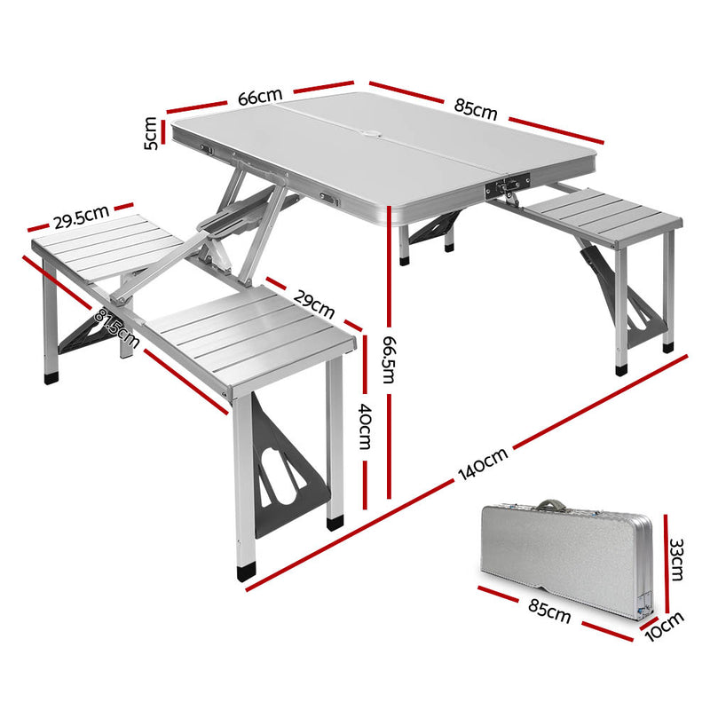 Folding Camping Table with 2 Benches