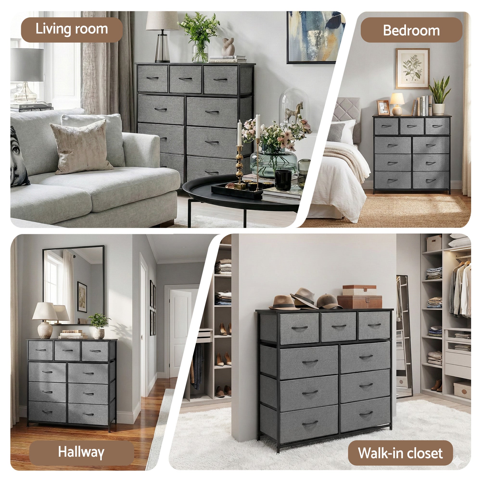 Artiss 9-Drawer Chest – Dark Grey