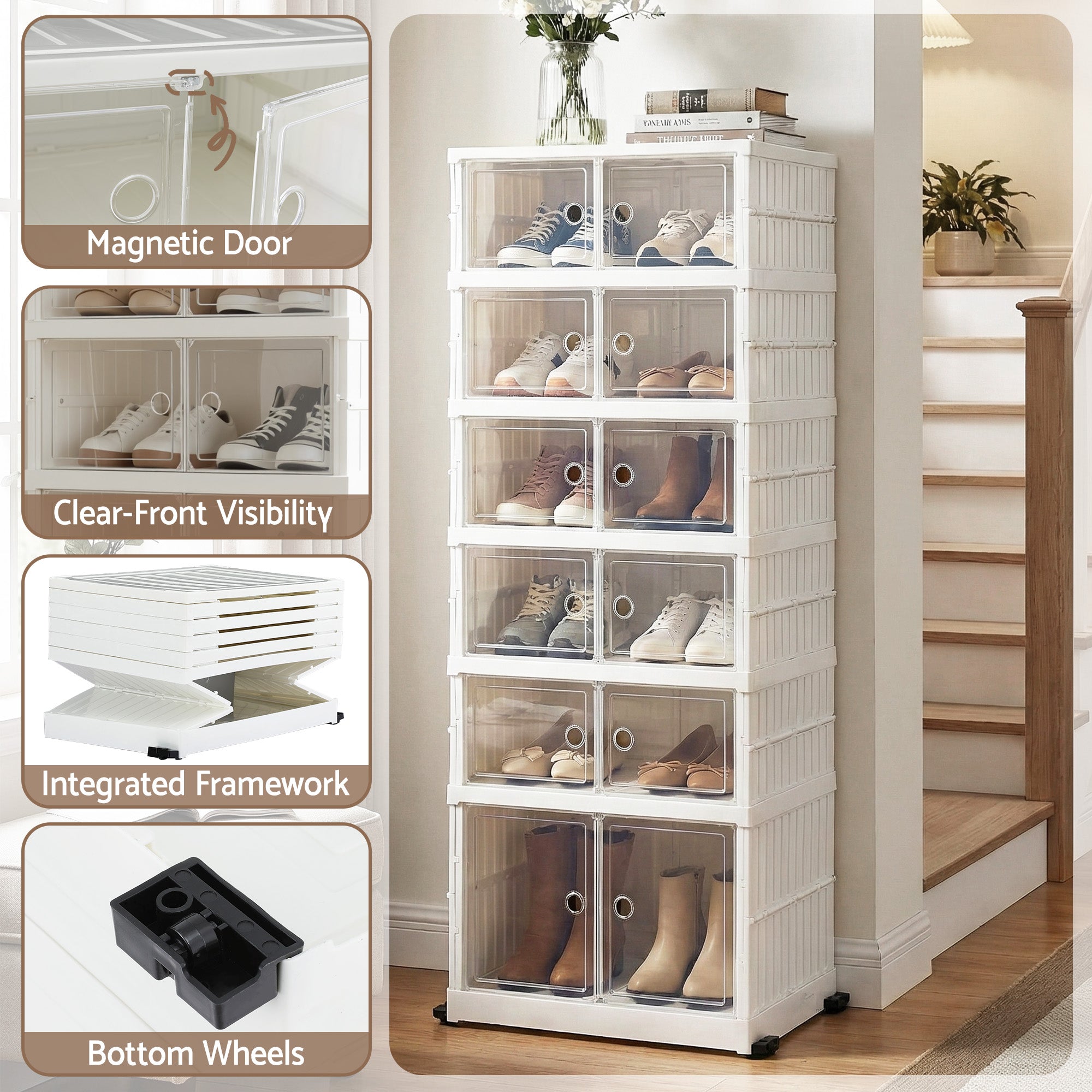 Artiss 6-Tier Foldable Shoe Storage Box – 12 Pairs