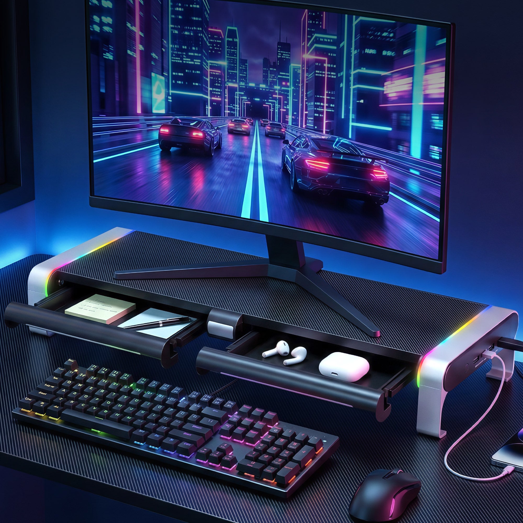 Artiss RGB Desk Monitor Stand Organiser