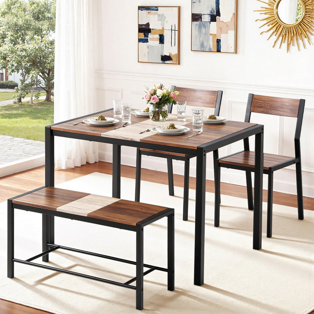 Rustic Brown Dining Set with Bench β 4 Piece