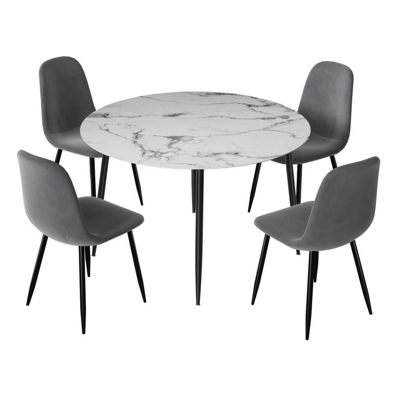 5-Piece Dining Set – Marble Grey