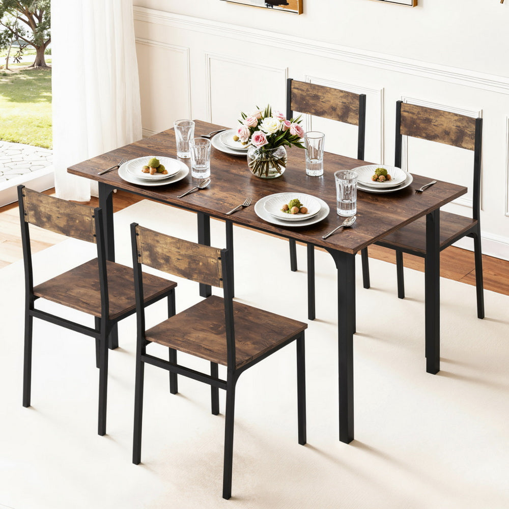 Artiss Dining Table & 4 Chairs β Rustic Brown