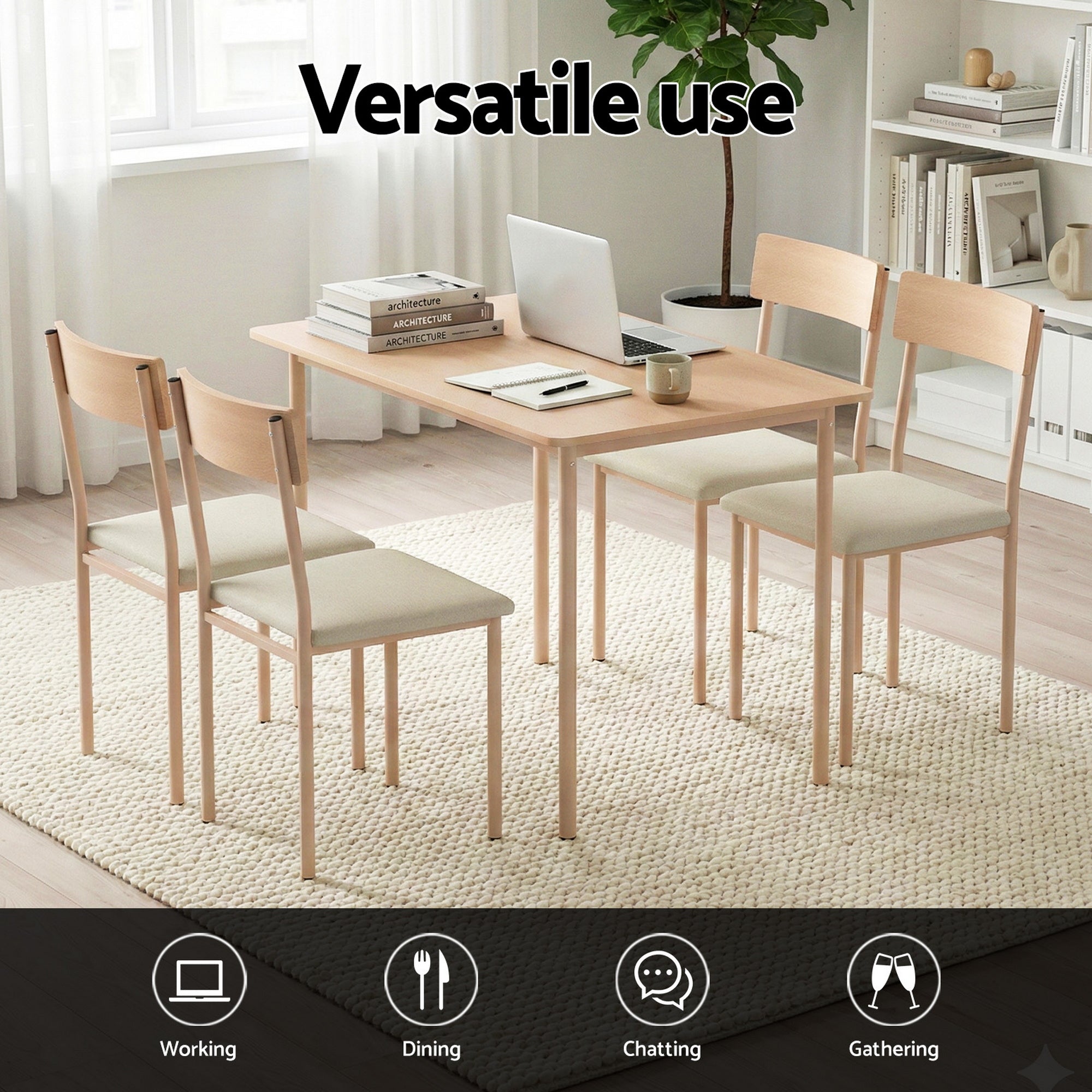 Artiss 5-Piece Dining Table & Chairs β Natural Beige