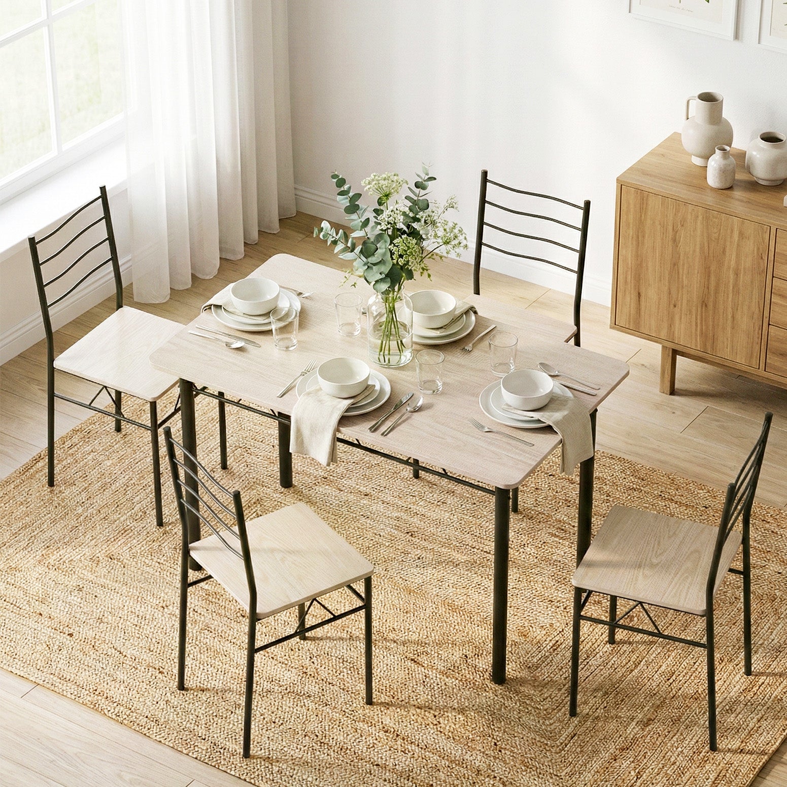 Artiss 5-Piece Dining Set β Modern Oak