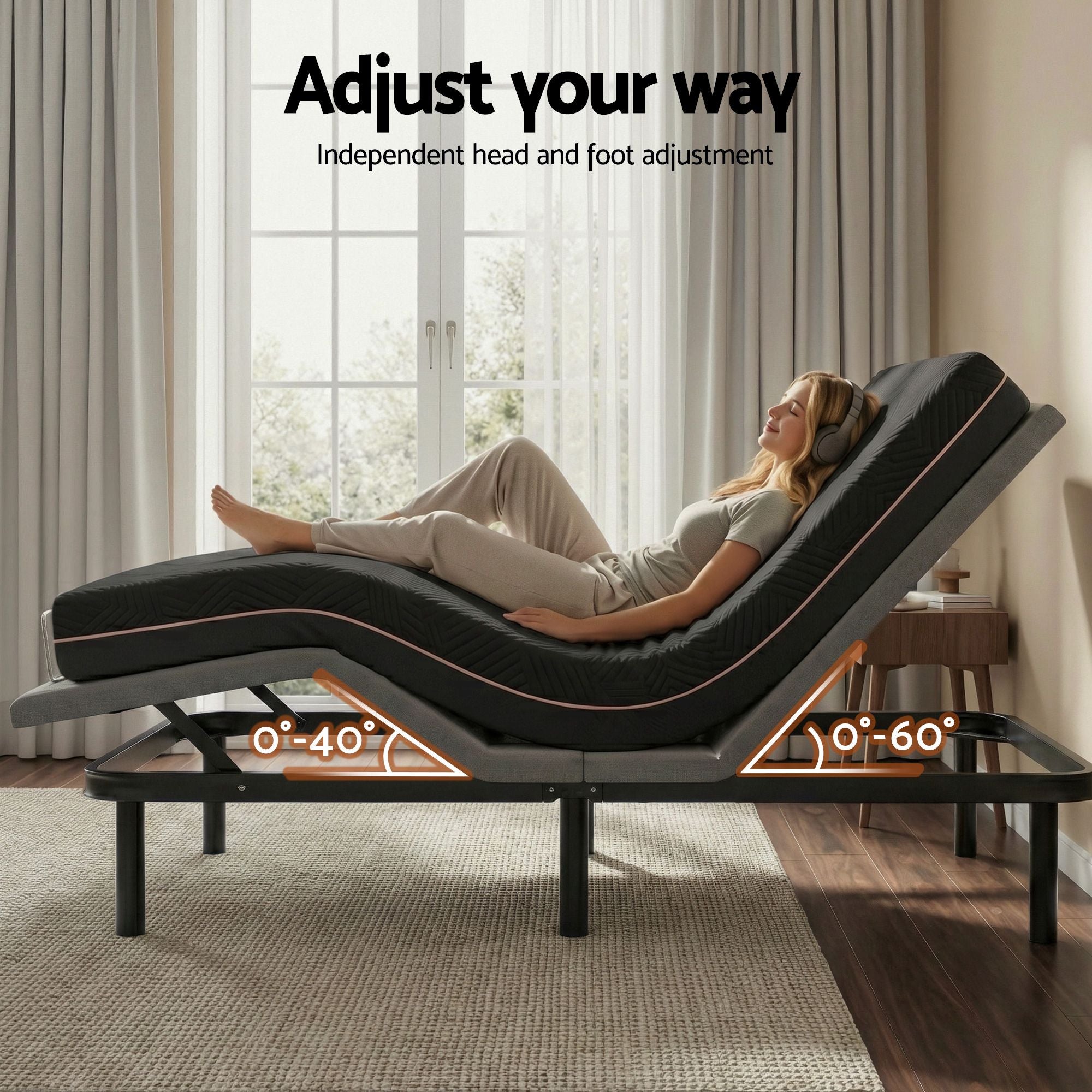 Artiss Double Adjustable Bed & Giselle Mattress Combo – 18cm
