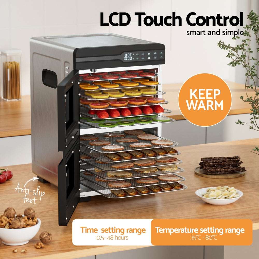 Devanti 12 Tray Stainless Steel Food Dehydrator Dryer