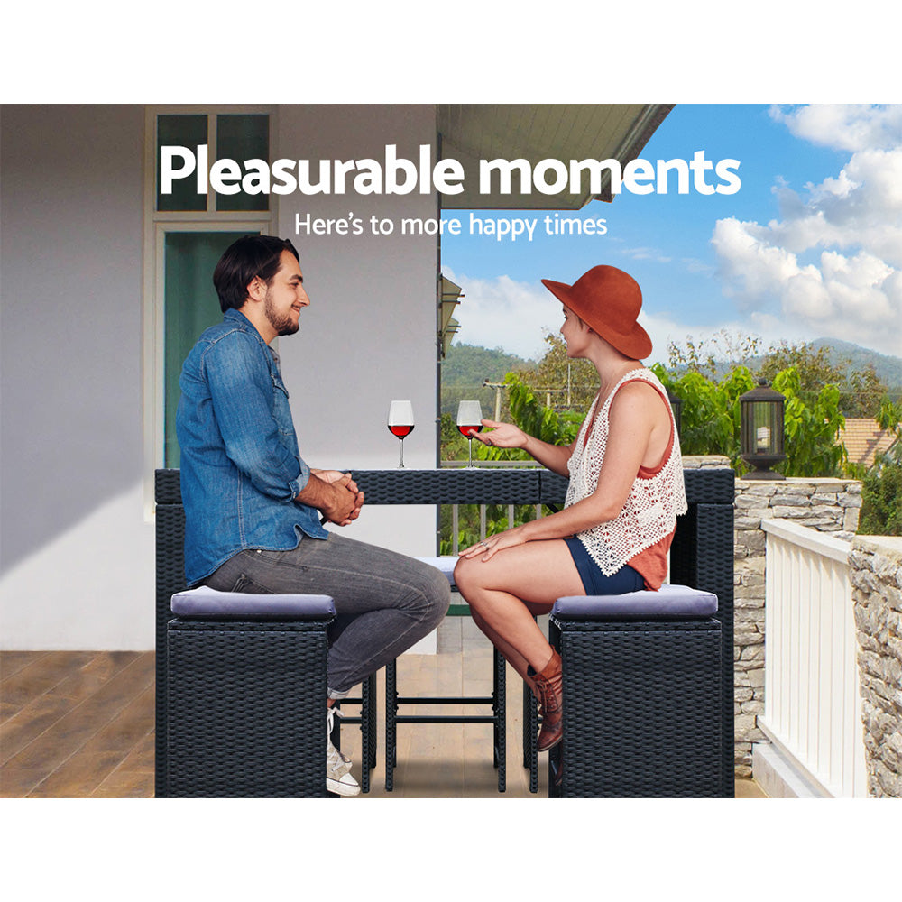 Gardeon 7-Piece Outdoor Bar Set â Wicker