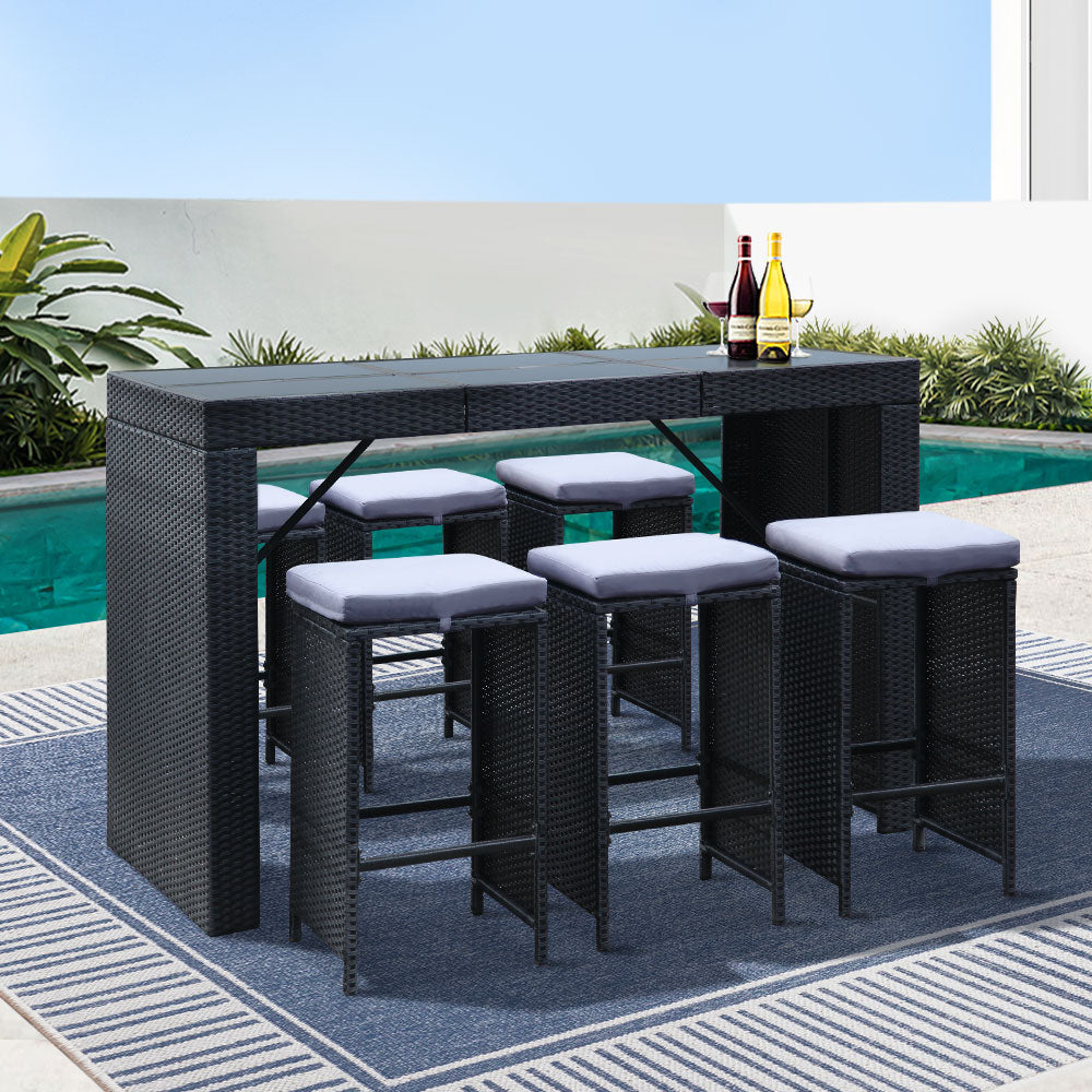 Gardeon 7-Piece Outdoor Bar Set â Wicker
