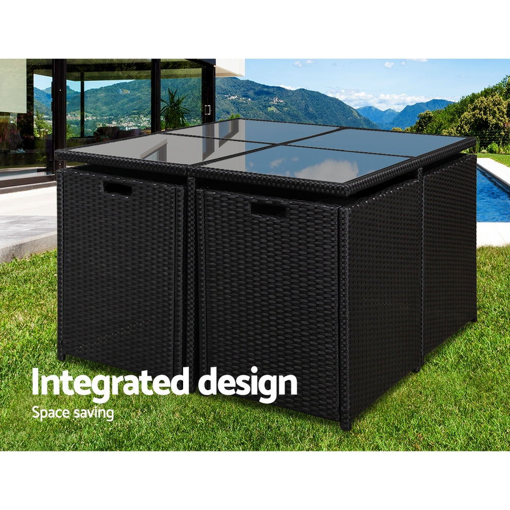 Gardeon 5-Piece Outdoor Set β Black Wicker