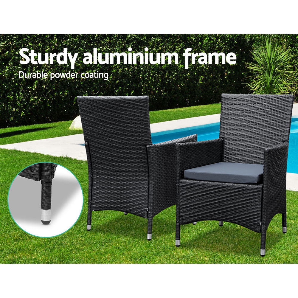 Outdoor Set 9 Piece Wicker Lounge Setting Black