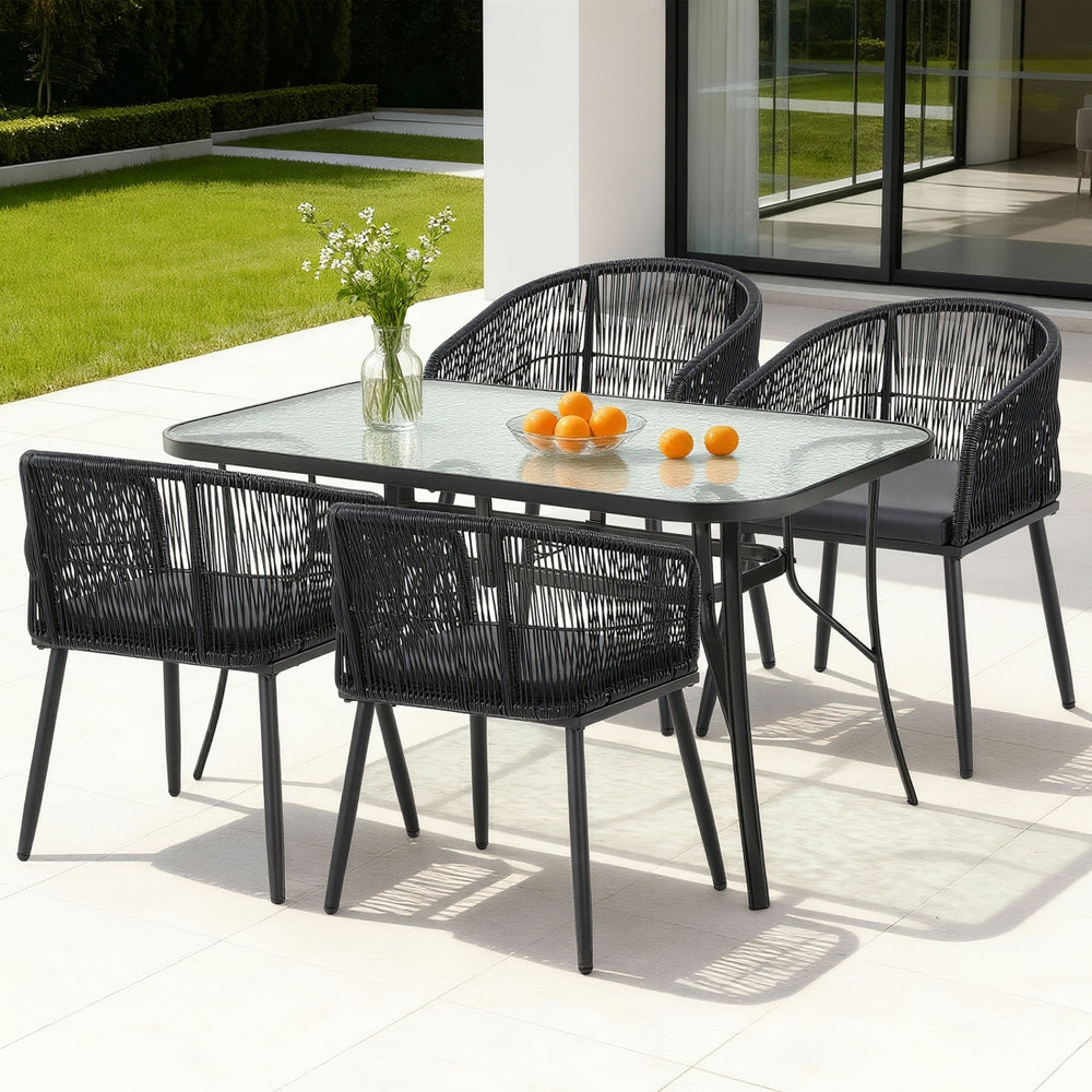 Gardeon 5-Piece Outdoor Dining Set β Black