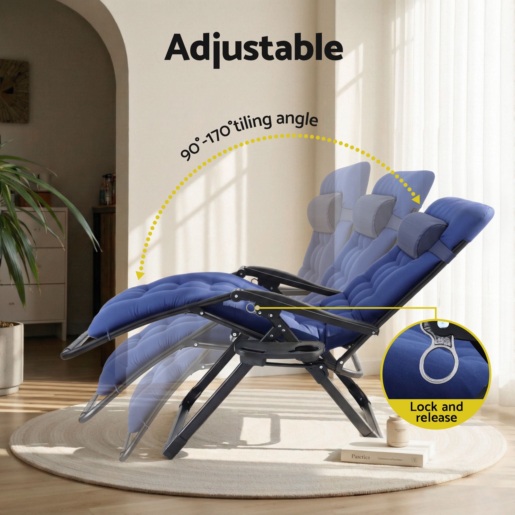 Gardeon Sun Lounge Zero Gravity Chair XL - Blue