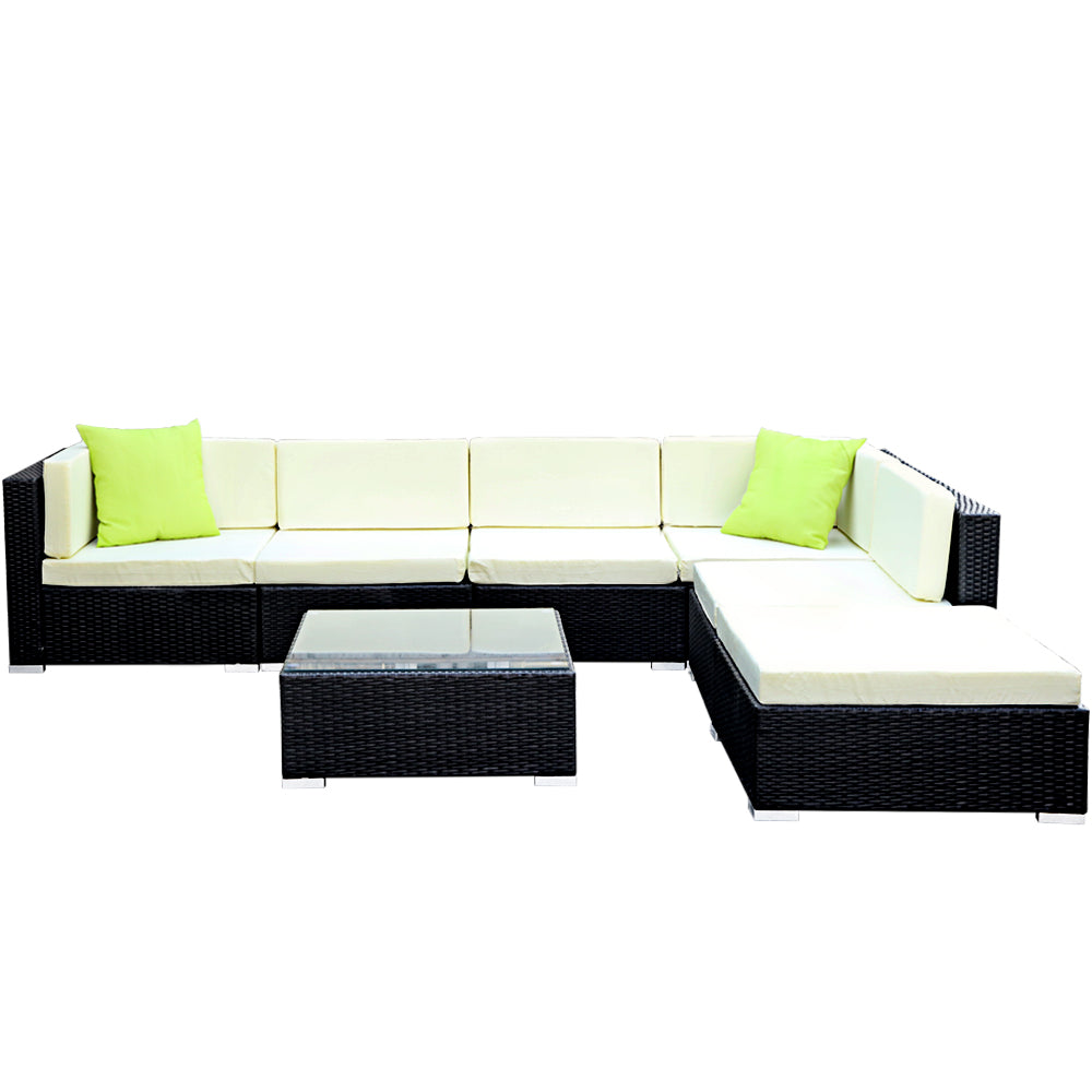 7-Piece Outdoor Sofa Set β Wicker Lounge with Protective Cover