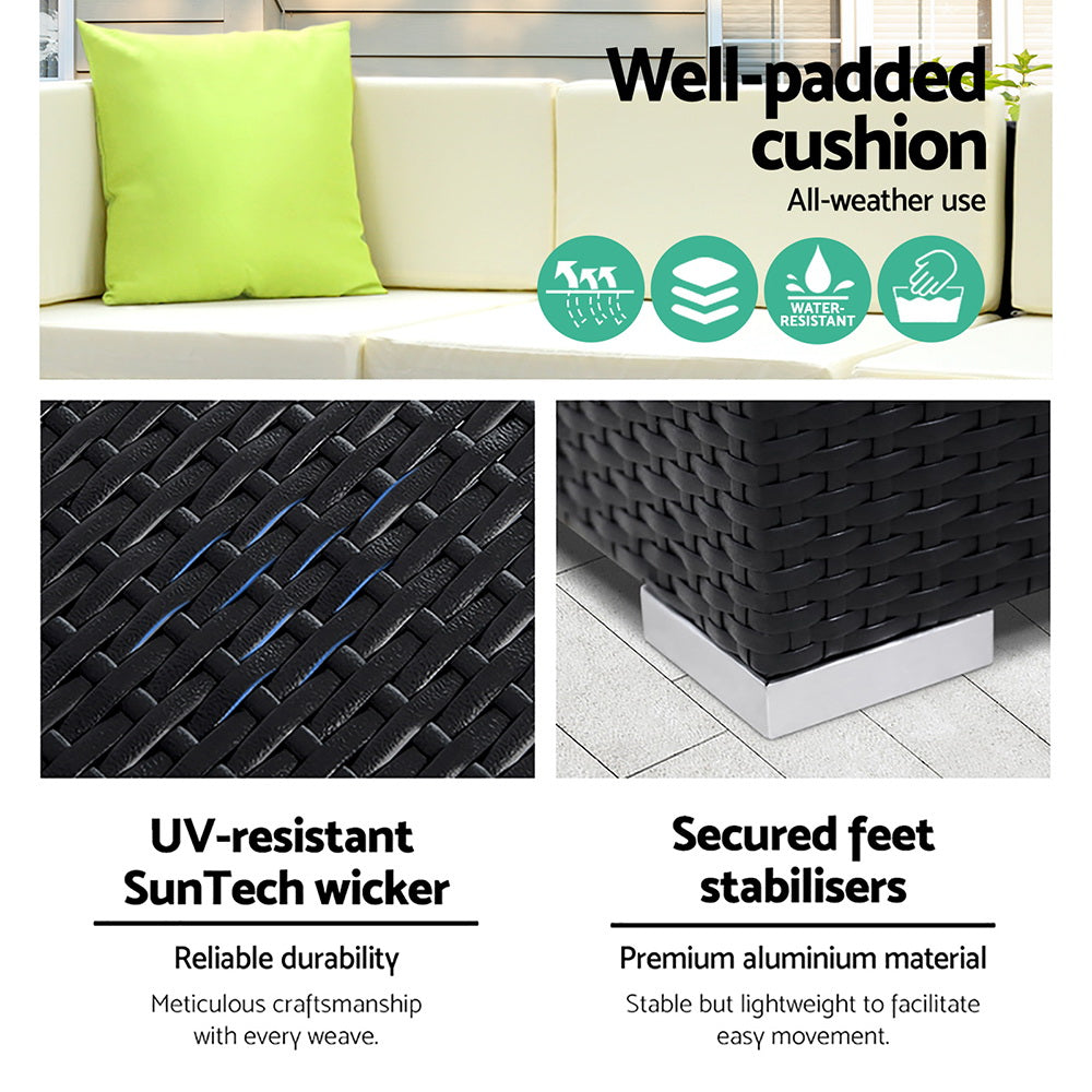 7-Piece Outdoor Sofa Set â Wicker Lounge with Protective Cover