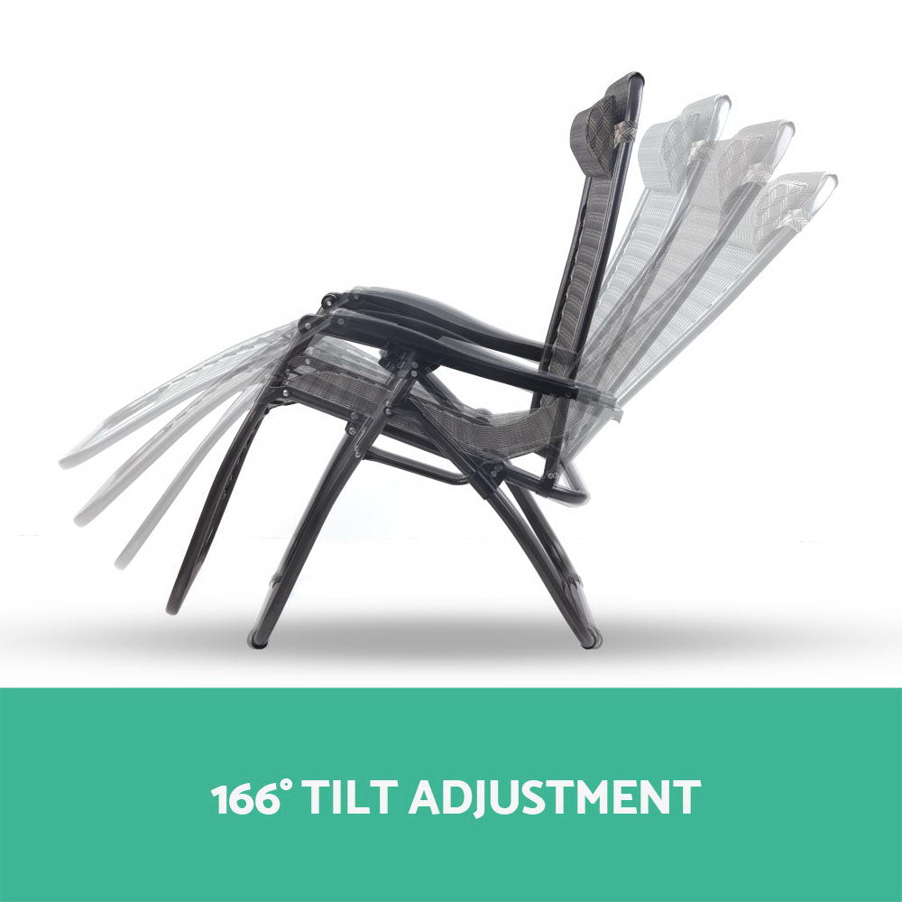 2PC Zero Gravity Chairs β Folding Outdoor (Grey)